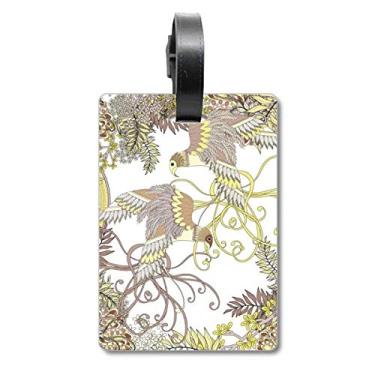 Imagem de Folha Flor Árvore Pássaro Ukiyo-e Mala Etiqueta Etiqueta Bagagem Etiqueta Scutcheon Etiqueta
