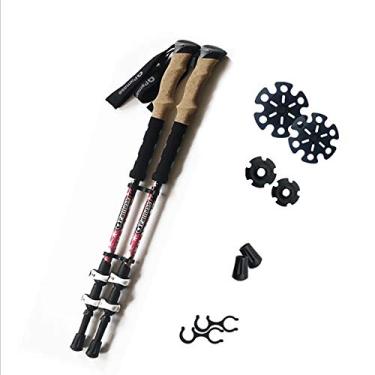 Imagem de N/H Bastões de caminhada ou caminhada - Pacote com 2 bastões de caminhada fortes, fibra de carbono leve, fecho rápido ajustável, anti-choque para acampamento, montanhismo, mochilão