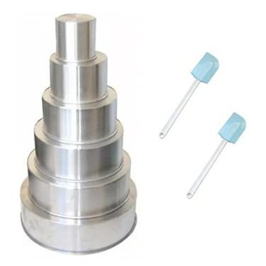 Imagem de Conjunto Formas Assadeiras Redonda 6 Peças + 2 Espátulas Pvc