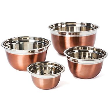 Imagem de Conjunto de tigelas de mistura de aço inoxidável Colleta Home - Tigelas de encaixe empilháveis - Acabamento fosco polido, Rose Gold, 1