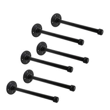 Imagem de Suportes de prateleira de tubo de ferro preto industrial de 1/5.1 cm, suporte rústico de prateleira DIY montado na parede, suportes de tubos personalizados para prateleiras flutuantes (25 cm, peça, 15