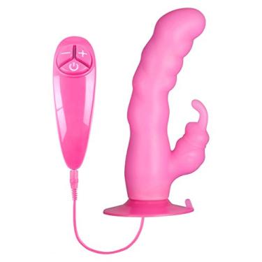 Imagem de Nanma Vibrador Com Estimulador Coelho Silicone 10 Velocidade Com Ventosa E Controle Rosa