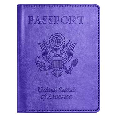 Imagem de Combinação de porta-cartão para passaporte e vacina, porta-passaporte com compartimento para cartão de vacina, porta-passaporte para vacina, capa para passaporte, carteira para passaporte, porta-passaporte, porta-passaporte, para mulheres e homens, AKA - Roxo brilhante