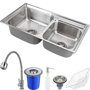 Imagem de Pingoo.casa, Kit Cuba Cozinha Acessórios e Ticunas Torneira Jaguaribe - Prata