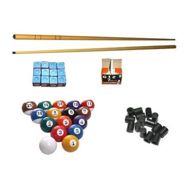 Imagem de Kit 2 Taco 1,30 Giz Azul Branco Bola Nª Faixa 20 Ponta Sinuca