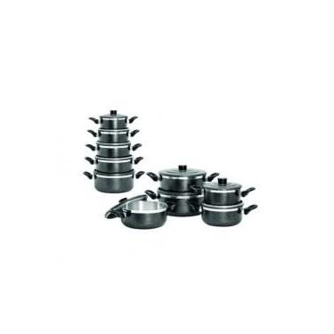 Imagem de Jogo de panelas color 5 peças preta tampa leve