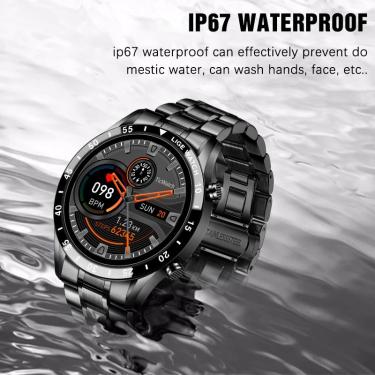 Imagem de Smartwatch de moda Bluetooth Chamada Sport Men's Watch Heart Rate Monitoring Music Control Waterproof Smart Watch Man Relógios inteligentes (preto)