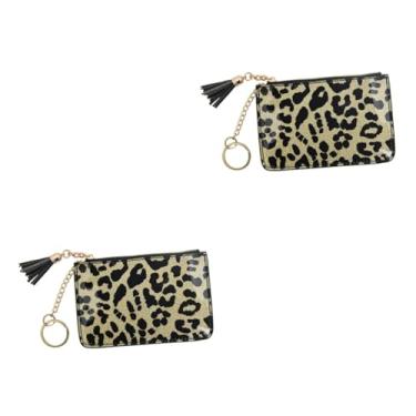 Imagem de ABOOFAN 2 Unidades bolsas da moda carteira de mulher carteira leopardo dourado porta-moedas carteira feminina carteira com zíper estampa de leopardo carteira pequena titular do cartão