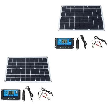Imagem de Uonlytech 2Pcs Carregador Solar De Bateria De Carro Carregador De Pilas Recargables Carregador Solar Externo Painel De Célula Solar Com Controlador Painel De Carregador Solar Bateria De