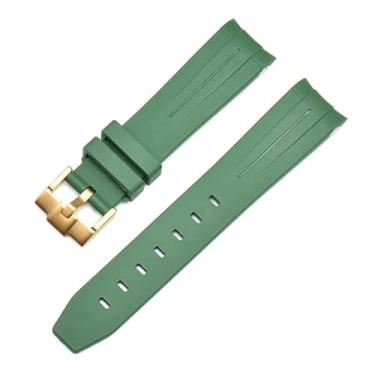 Imagem de HKIDKK 20mm 22mm 21mm Pulseira de relógio de borracha para pulseira Rolex marca pulseira de relógio de pulso de substituição para homens acessórios de relógio de pulso (cor: fivela de ouro verde,
