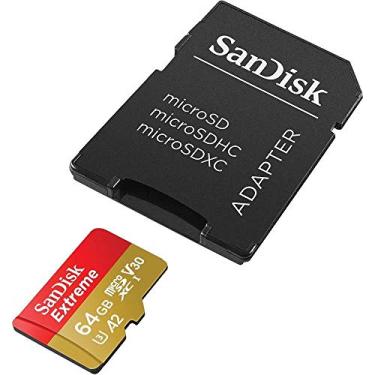 Imagem de SanDisk - Cartão de memória SDSQXA2-064G-GN6MA 64GB Extreme microSDXC UHS-I com adaptador - C10, U3, V30, 4K, A2, Micro SD - SDSQXA2-064G-GN6MA Vermelho