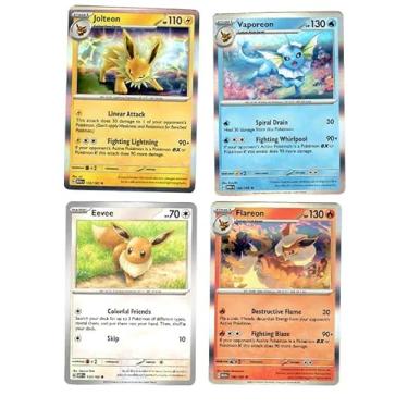 Imagem de Jolteon Flareon Vaporeon 135/165 - Eevee - Pokemon 151 - Evolution 4 Card Lot - Holo Rare