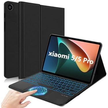 Imagem de QYiiD Capa de teclado Touchpad retroiluminada para Xiaomi Pad 5/5 Pro, retroiluminação de 7 cores, trackpad multitoque, suporte sem fio removível, capa de teclado Folio para Mi Pad 5/5 Pro 11
