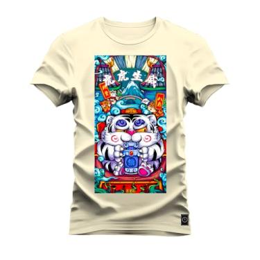 Imagem de Camiseta Plus Size Unissex Algodão Estampada Premium Confortável Mandala Animal Perola G1