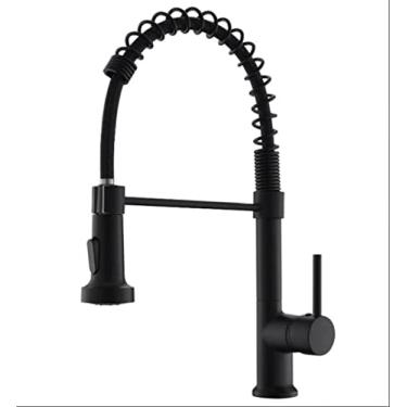 Imagem de Torneira da cozinha pull out stream pulverizador deck montado preto fosco misturadora rotação de 360 graus pia da cozinha quente e fria, preto fosco b