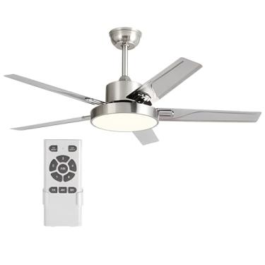 Imagem de Ventiladores De Teto Modernos Com Luzes, Ventilador De Teto Com Controle Remoto, Ventiladores De Teto Com Lâminas, Para Pátio, Quarto, Sala De Estar (Color : Style 1, Size : 60in)