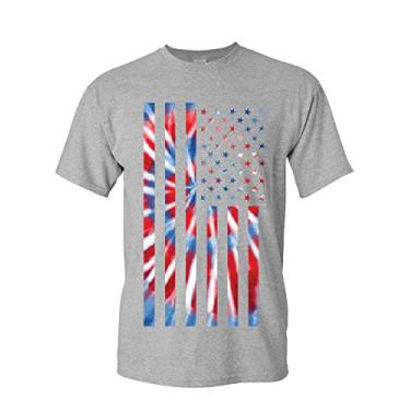 Imagem de Camiseta Tie-Dye Bandeira Americana 4th of July Stars and Stripes Camiseta masculina, Cinza esportivo, G