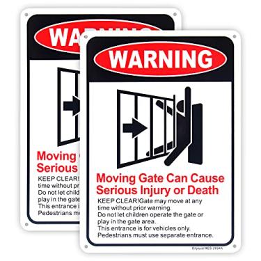 Imagem de Enjoyist 2-Pack Moving Gate Sign Moving Gate Can Cause Serious Injury or Death Sign 10"x 7" .04" Aluminum Reflective Sign Rust Free Aluminum-UV Protected and Weatherproof