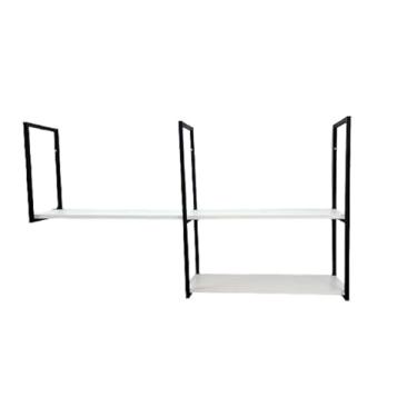 Imagem de Genérico Prateleira Industrial Flutuante 3 Prateleiras Preto/Branco Kit Completo Cozinha Escritório Sala (Branco, 140cm)