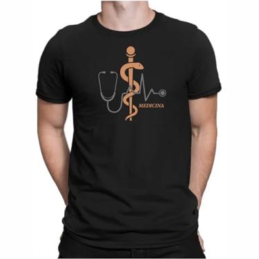 Imagem de Camiseta Faculdade Curso de Medicina Masculina,estampas exclusivas (BR, Alfa, G, Regular, Preto Frontal 2)