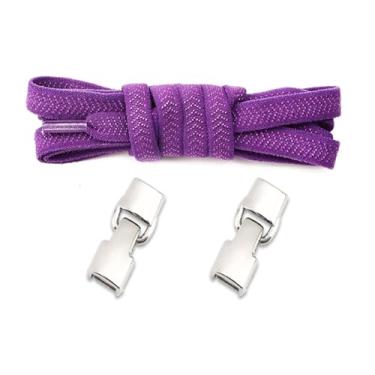 Imagem de Elastic Laces Sneakers Hook Locks Shoelaces Without Ties Wide Flats Creative No Tie Shoe Laces Kids Adult Shoelace (Color : Purple)