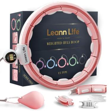 Imagem de Leann L!fe U5 – 16 nós com contador, aro de bambolê pesado inteligente U5 para adultos perda de peso Infinity Hoop plus size, exercício de fitness ao ar livre em casa, toner abdominal, (cintura rosa