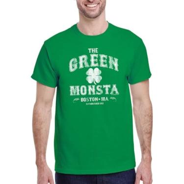 Imagem de DIRTYRAGZ Camiseta Green Monsta Boston - Camiseta verde Monstah para homens ou mulheres, camiseta de presente de beisebol, Verde grama, M