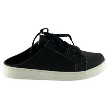 Imagem de Tênis Mule de Tecido Preto e com Sola Branca - ULLY-Unissex