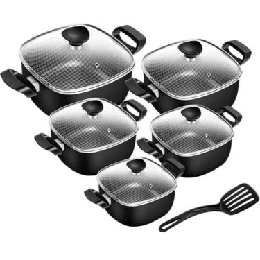 Imagem de Conjunto de Panelas Quadradas Patolux 5 Peças Antiaderente Preto