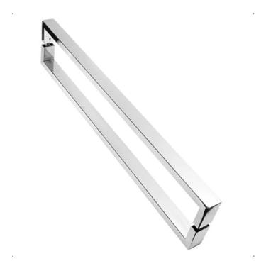 Imagem de Puxador Porta Interna e Externa Vidro Madeira Portão Social Blindex Aço Inox 304 60cm U