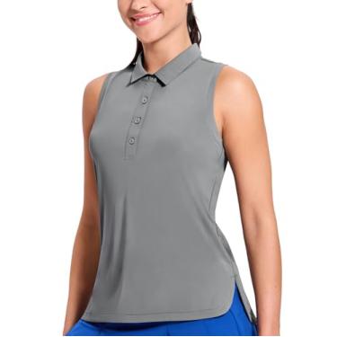 Imagem de MIER Camisa polo feminina de golfe sem mangas, gola seca, regata com costas nadador atléticas lisas, respirável, Cinza, PP