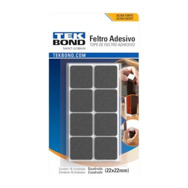Imagem de Feltro Adesivo Quadrado 22mm Preto - Blister Com 16 unidades, TekBond