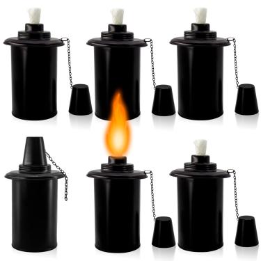 Imagem de TaoTazon Vasilhas de substituição para lanterna, recipiente recarregável para ambientes externos com pavios e tampas, latas de tocha de citronela de bambu para pátio, jardim (340 g - 6 peças)