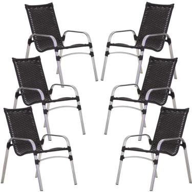 Imagem de Kit 6 Cadeiras Emily em Alumínio e Fibra Sintética Trama