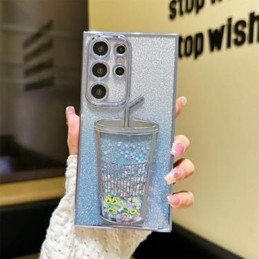 Imagem de Capa gradiente glitter 3D Cup areia movediça para Samsung S24 Ultra S23 S22 Ultra Bling Case para Galaxy S24 TPU macio capa de luxo fina, azul SF, para Samsung S22Ultra