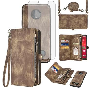 Imagem de Asuwish Capa de celular para Moto Z3 / Z3 Play carteira com zíper destacável com protetor de tela de vidro temperado alça transversal flip porta-cartões Motorola MotoZ3 Z 3 3Z Z3play mulheres meninas