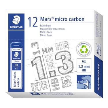 Imagem de STAEDTLER Recargas de lapiseira Mars Micro Carbono, tubo de 6 1,3 mm, pacote com 12 tubos, grafite grosso HB, 250 13-HB