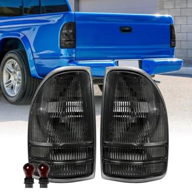 Imagem de Luz traseira USR 97-04 Dakota PickUp – Par de lâmpadas traseiras (esquerda + direita) - compatível com caminhonete Dodge Dakota 1997-2004, todos os modelos/acabamentos (luzes de cauda de fumaça/ligue
