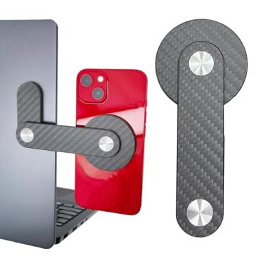 Imagem de YOOOYOOO Suporte Magnético Ajustável de Fibra de Carbono para Laptop e Monitor, Compatível com iPhone Magsafe Series e Todos os Telefones, Portátil