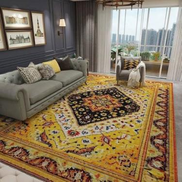 Imagem de Decoração de sala de estar Tapete europeu retrô Tapetes grandes para áreas Decoração de quartos Tapete de chão Vestiário Tapete de sala, veludo cristal 9.150 x 200 cm 59 x 78,7 pol.