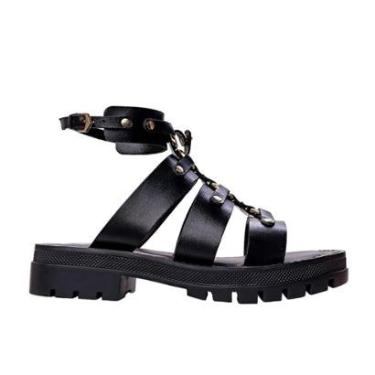 Imagem de Sandália Feminina Carrano Tiras Tratorada Preta - 667010-Feminino