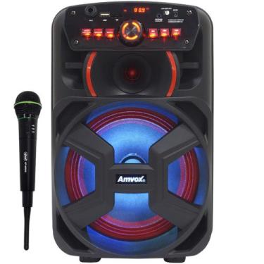 Imagem de Caixa Som Amplificada Portátil Bluetooth 220W Rms Led Bateria Microfon