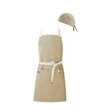 Imagem de Avental Bege Caqui e Bandana Algodao Cafeteria Bar Cozinha - CASACHA