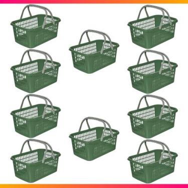 Imagem de Kit 10 Cesta Cestinha Plastica Supermercado Mercado 9 Litros - Usual U