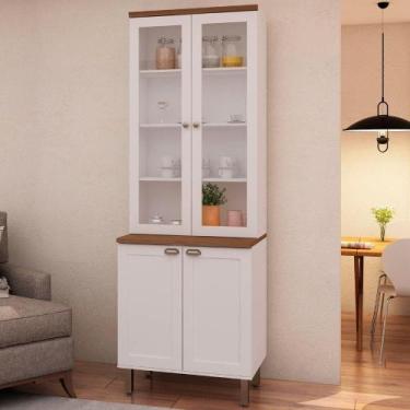 Imagem de Cristaleira 80cm 2 Portas Vidro Balcão MDF Cozinha Modulada - GenialFl