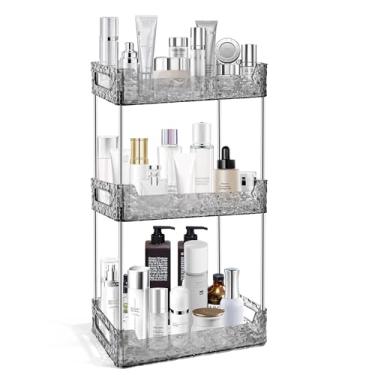 Imagem de TENDER EPOCH Organizador de balcão de banheiro de 3 camadas, organizador de bancada, organizador de cômoda, organizador de maquiagem, organizador de perfumes, cosméticos e prateleiras - cinza