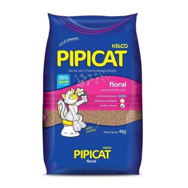 Imagem de Areia Higiênica Pipicat Floral para Gatos - 4kg - Pipicat / Kelco Pet