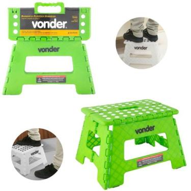 Imagem de Banqueta De Plástico Dobrável Vonder 220mm 150kg Verde