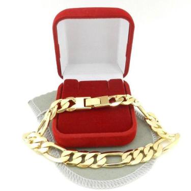 Imagem de Pulseira Masculina 21cm 1cm Largura Folheado Ouro 18k PL449 - Wnbijout