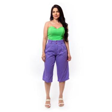 Imagem de Bermuda Jeans Pantacourt  - Restrito Jeans, 36, Lilás
